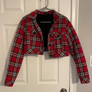 Red Plaid Cropped Jacket